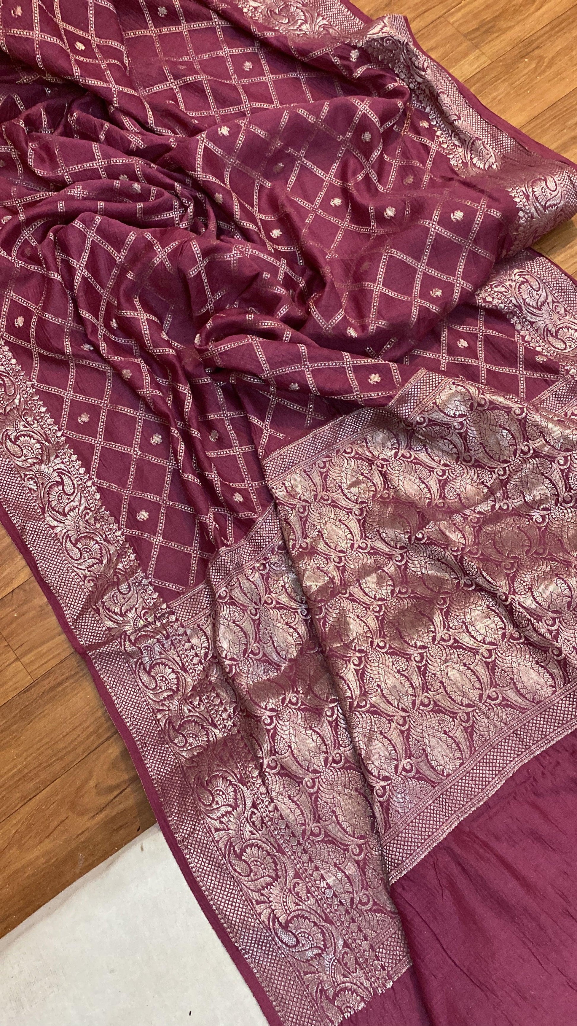 Opulent Grace: Pink Pure Moonga Silk Handloom Banarasi Saree by Shades Of Benares - banarasi - banarasi saree shop