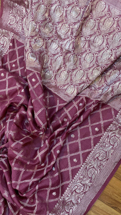 Opulent Grace: Pink Pure Moonga Silk Handloom Banarasi Saree by Shades Of Benares - banarasi - banarasi saree shop