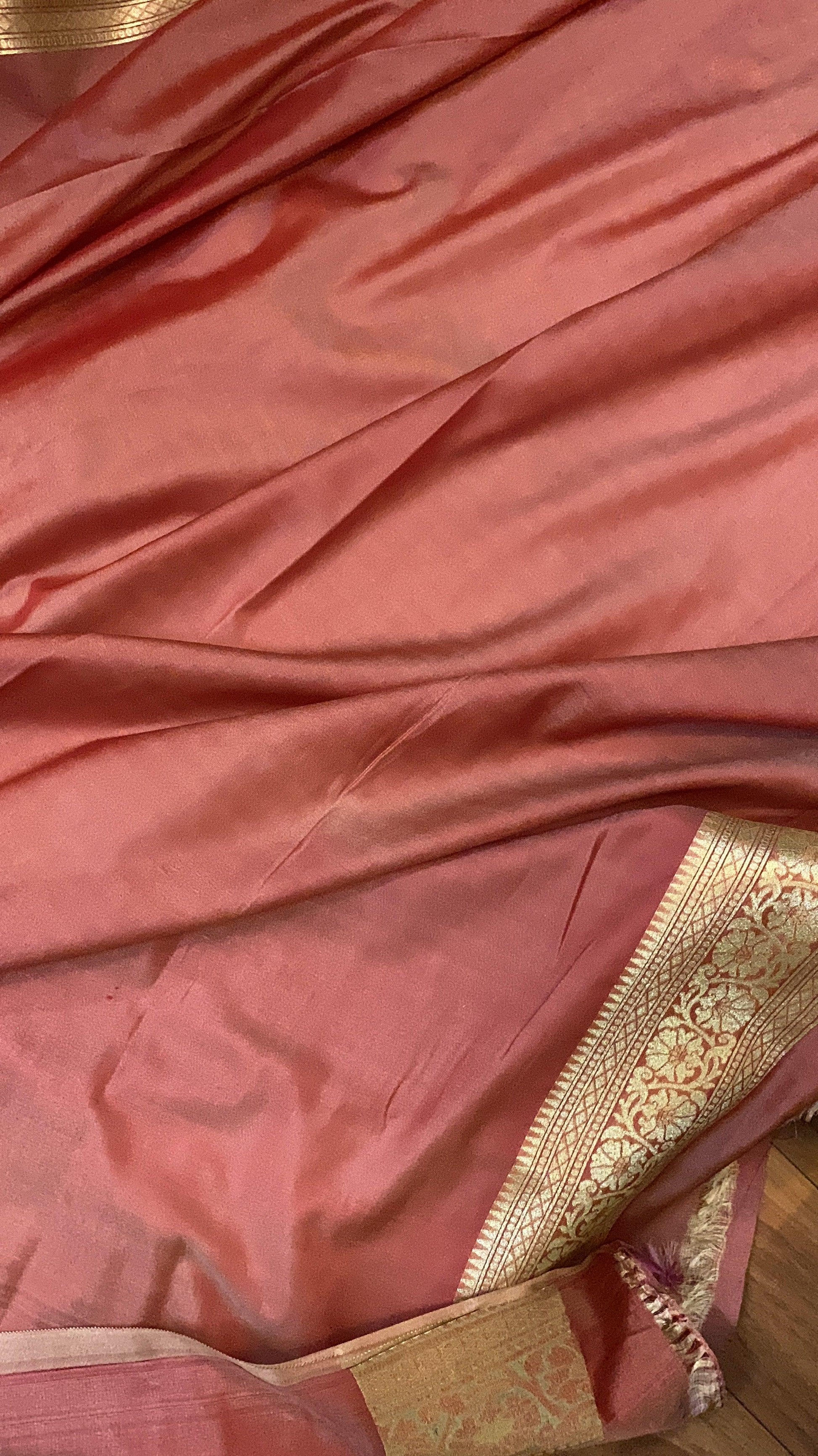 Peach Handloom Katan Uppada Silk Banarasi Saree by Shades Of Benares - banarasi - banarasi saree shop