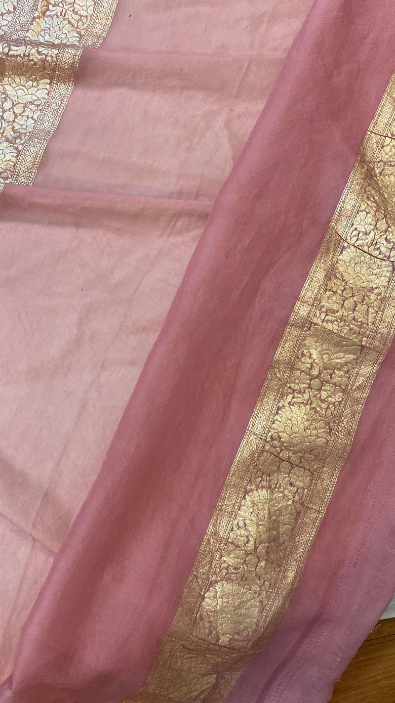 Pink Handloom Cotton Silk Banarasi Sari by Shades Of Benares - banarasi - banarasi saree shop