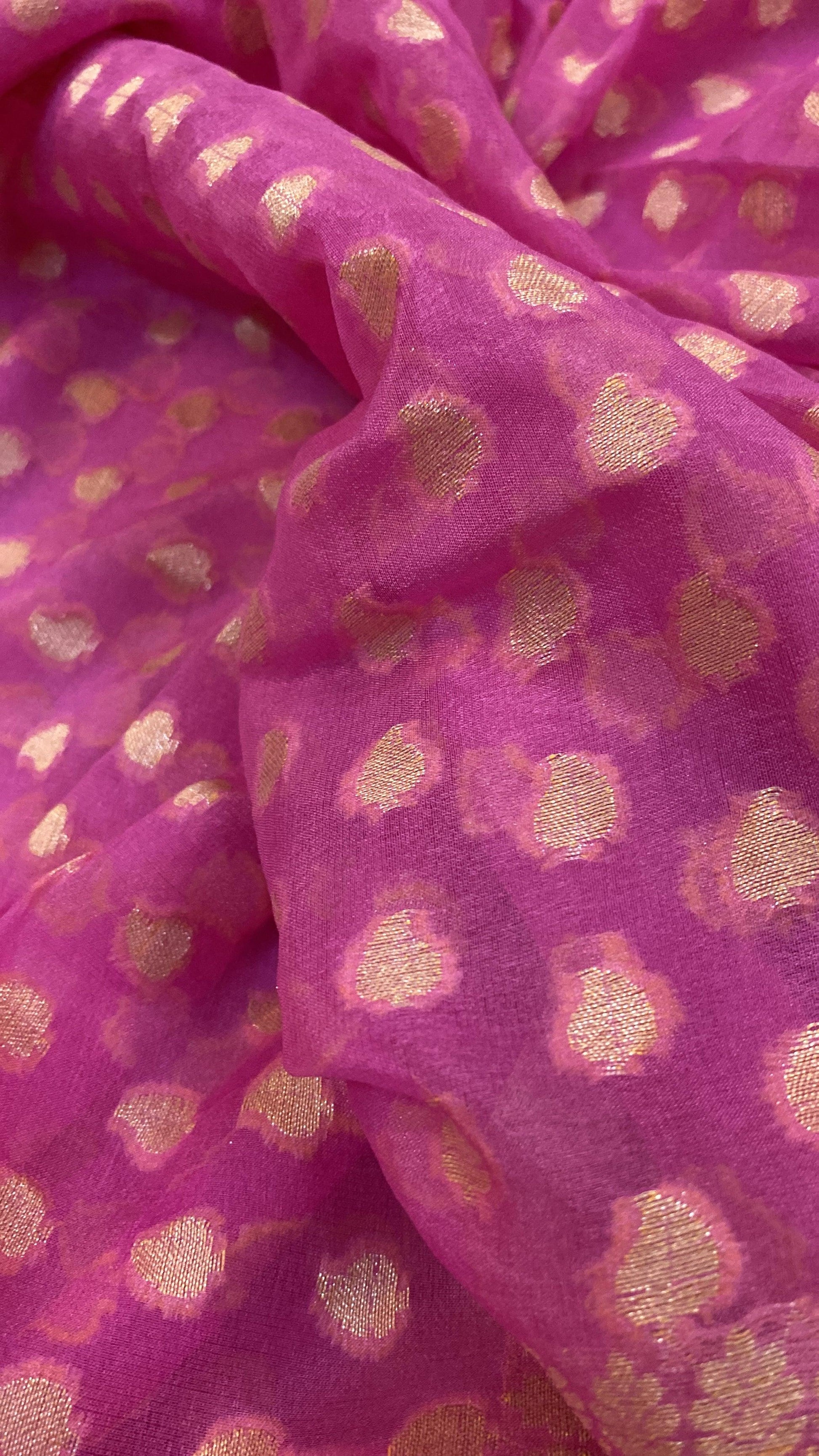 Pink Pure Khaddi Georgette Banarasi Sari by Shades Of Benares - banarasi - banarasi saree shop