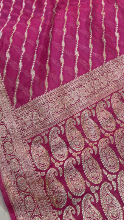 Pink Pure Dupion Silk Banarasi Saree