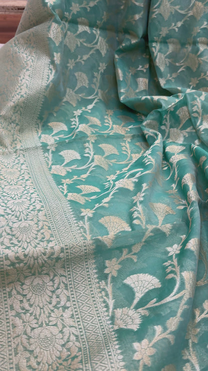 Blue Pure Cotton Banarasi Saree