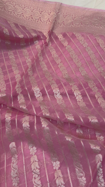 Pink Pure Cotton Banarasi Saree