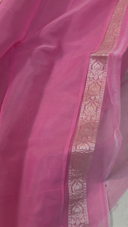 Pink Pure Cotton Banarasi Saree