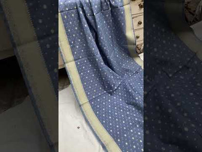 Handwoven Blue Pure Banarasi Cotton Sari