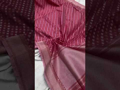 Handwoven Pink Pure Banarasi Cotton Sari