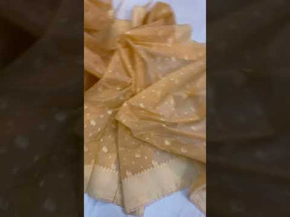 Handwoven Yellow Pure Banarasi Cotton Sari