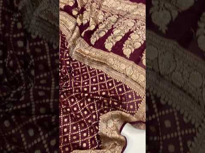 Wine Pure Khaddi Georgette Banarasi Sari