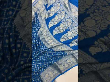 Blue Pure Khaddi Georgette Banarasi Sari