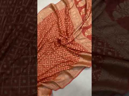 Peach Pure Khaddi Georgette Banarasi Sari