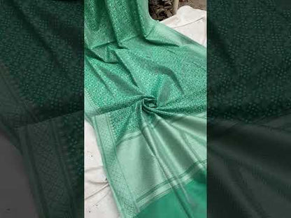 Handwoven Green Pure Banarasi Cotton Sari