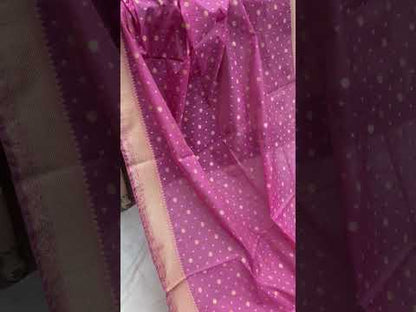 Handwoven Pink Pure Banarasi Cotton Sari