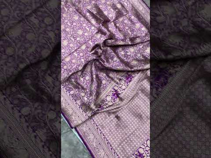 Handwoven Purple Pure Banarasi Silk Sari