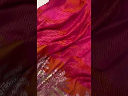 Handwoven Pinkish Orange Pure Banarasi Silk Sari