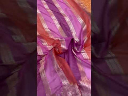 Handwoven Purple Rangkaat Banarasi Silk Sari