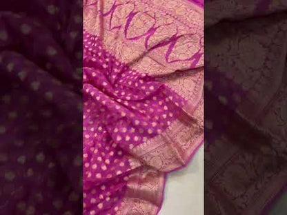 Pink Pure Khaddi Georgette Banarasi Sari