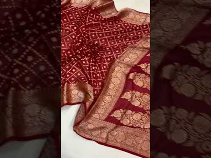 Red Pure Khaddi Georgette Banarasi Sari