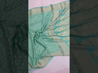 Sea Blue Pure Khaddi Georgette Banarasi Sari