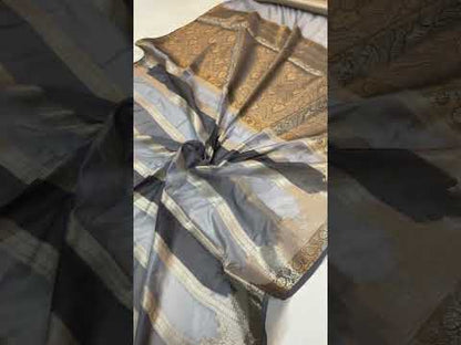 Handwoven Grey Rangkaat Banarasi Silk Sari