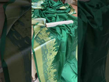 Benares Ghats Green Pure Cotton Silk Banarasi Sari