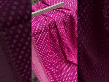 Handwoven Pink Pure Banarasi Cotton Sari