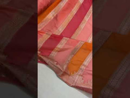 Handwoven Baby Pink Rangkaat Banarasi Silk Sari