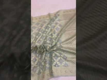 Handwoven Grey Pure Banarasi Cotton Sari