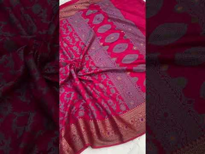 Handwoven Vibrant Pink Banarasi Silk Sari