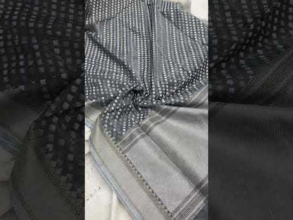 Handwoven Grey Pure Banarasi Cotton Sari