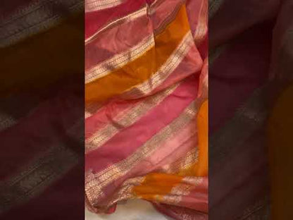 Handwoven Pink Rangkaat Banarasi Silk Sari