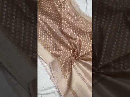 Handwoven Brown Pure Banarasi Cotton Sari