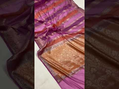 Handwoven Pink Rangkaat Banarasi Silk Sari