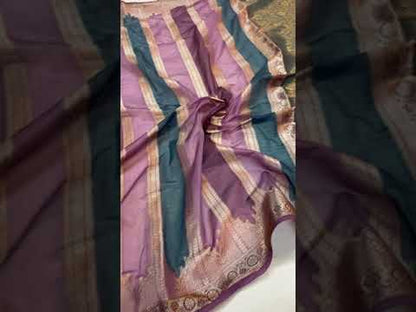 Handwoven Purple Rangkaat Banarasi Silk Sari