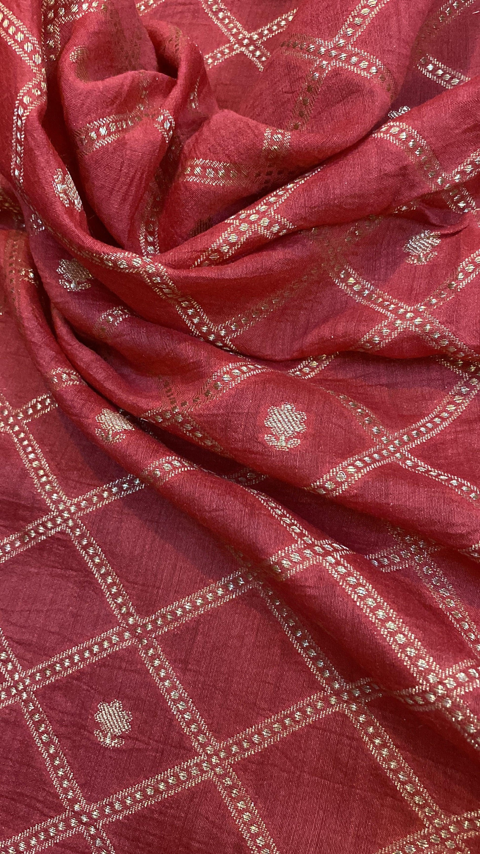 Radiant Elegance: Pink Moonga Pure Silk Handloom Banarasi Saree by Shades Of Benares - banarasi - banarasi saree shop