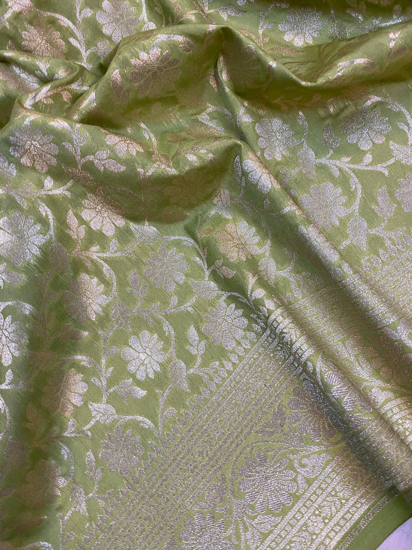 Radiant Green Handloom Katan Uppada Silk Banarasi Saree by Shades Of Benares - banarasi - banarasi saree shop