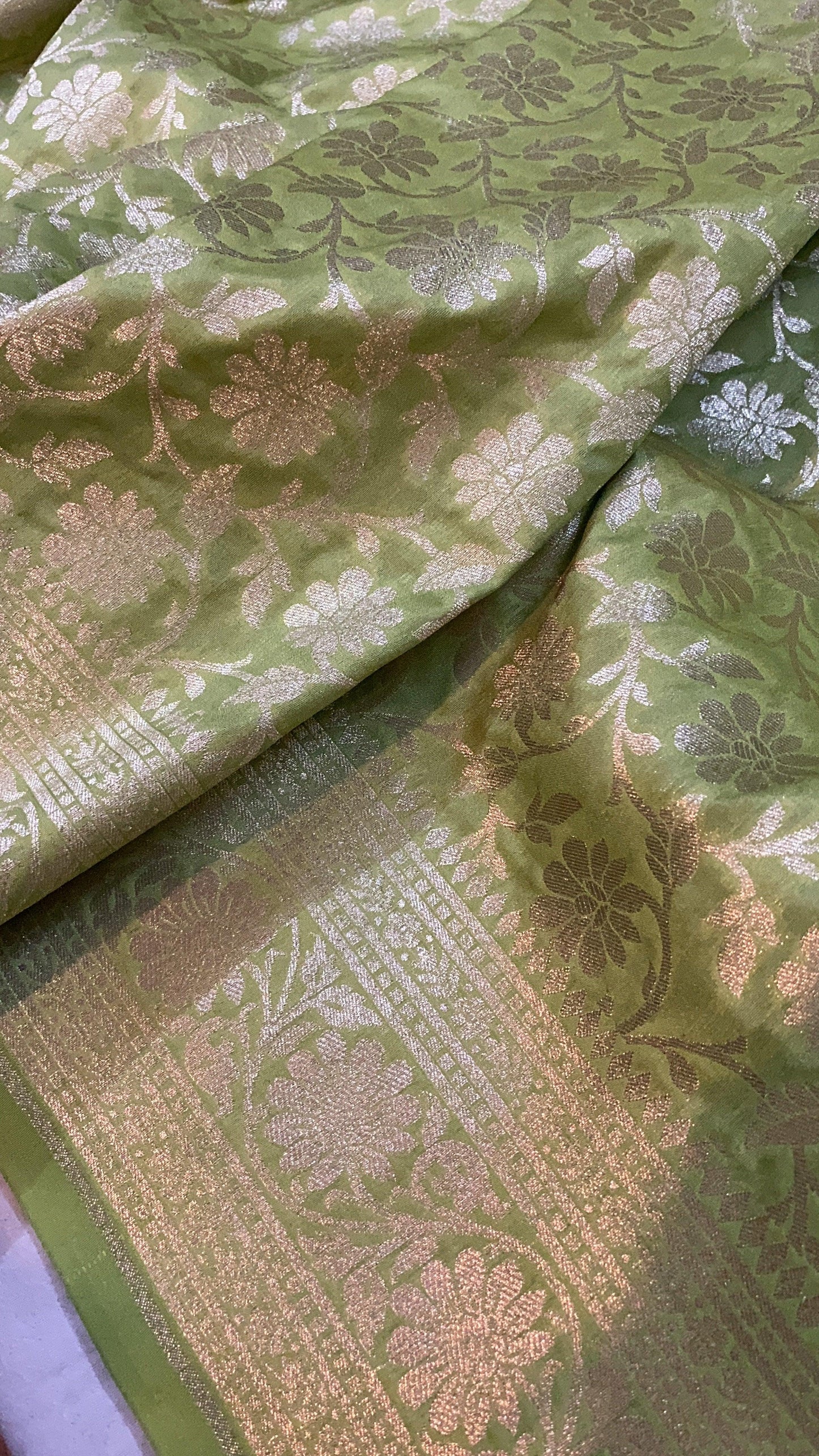 Radiant Green Handloom Katan Uppada Silk Banarasi Saree by Shades Of Benares - banarasi - banarasi saree shop