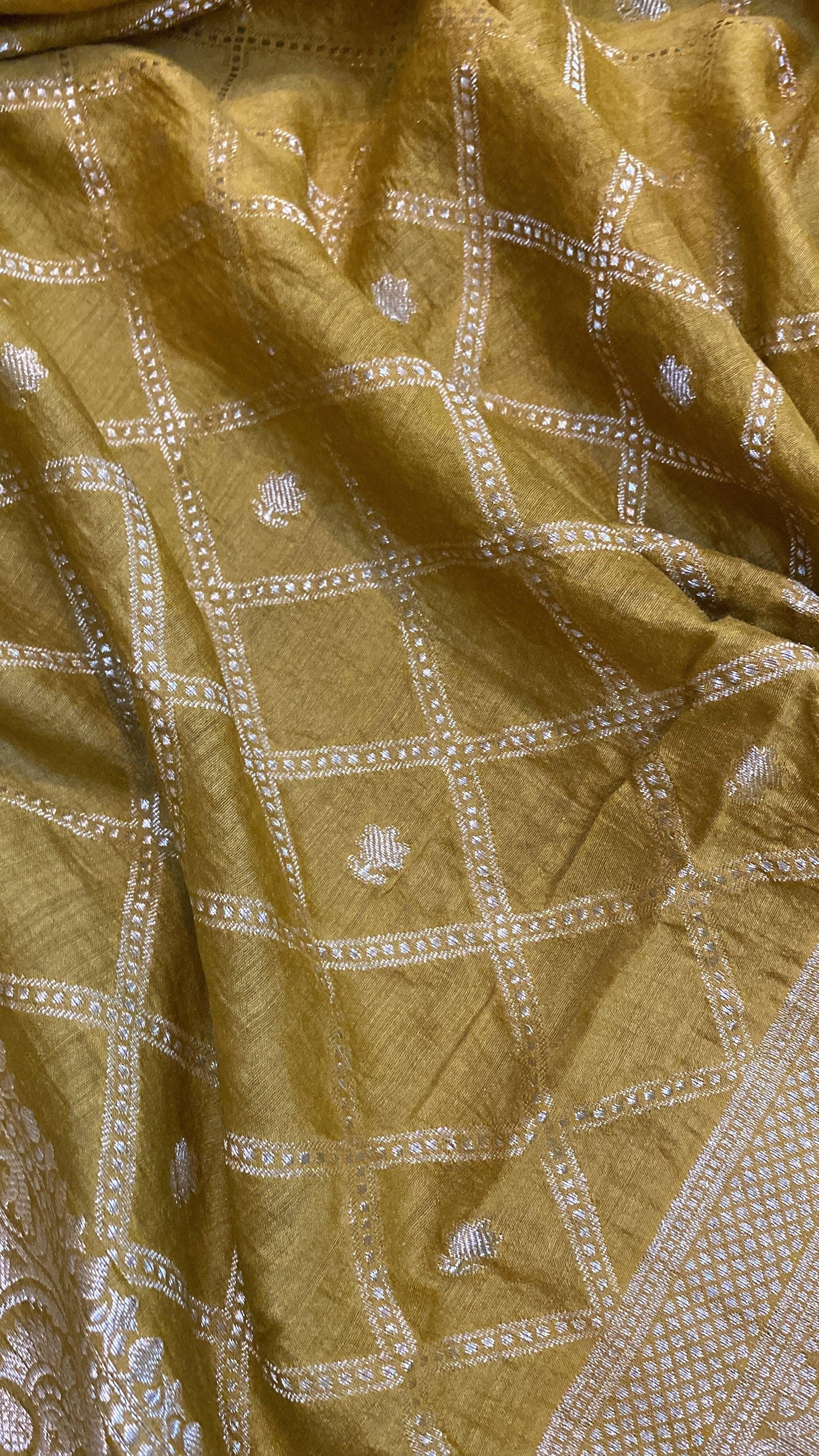 Radiant Splendor: Yellow Pure Moonga Silk Handloom Banarasi Sari by Shades Of Benares - banarasi - banarasi saree shop