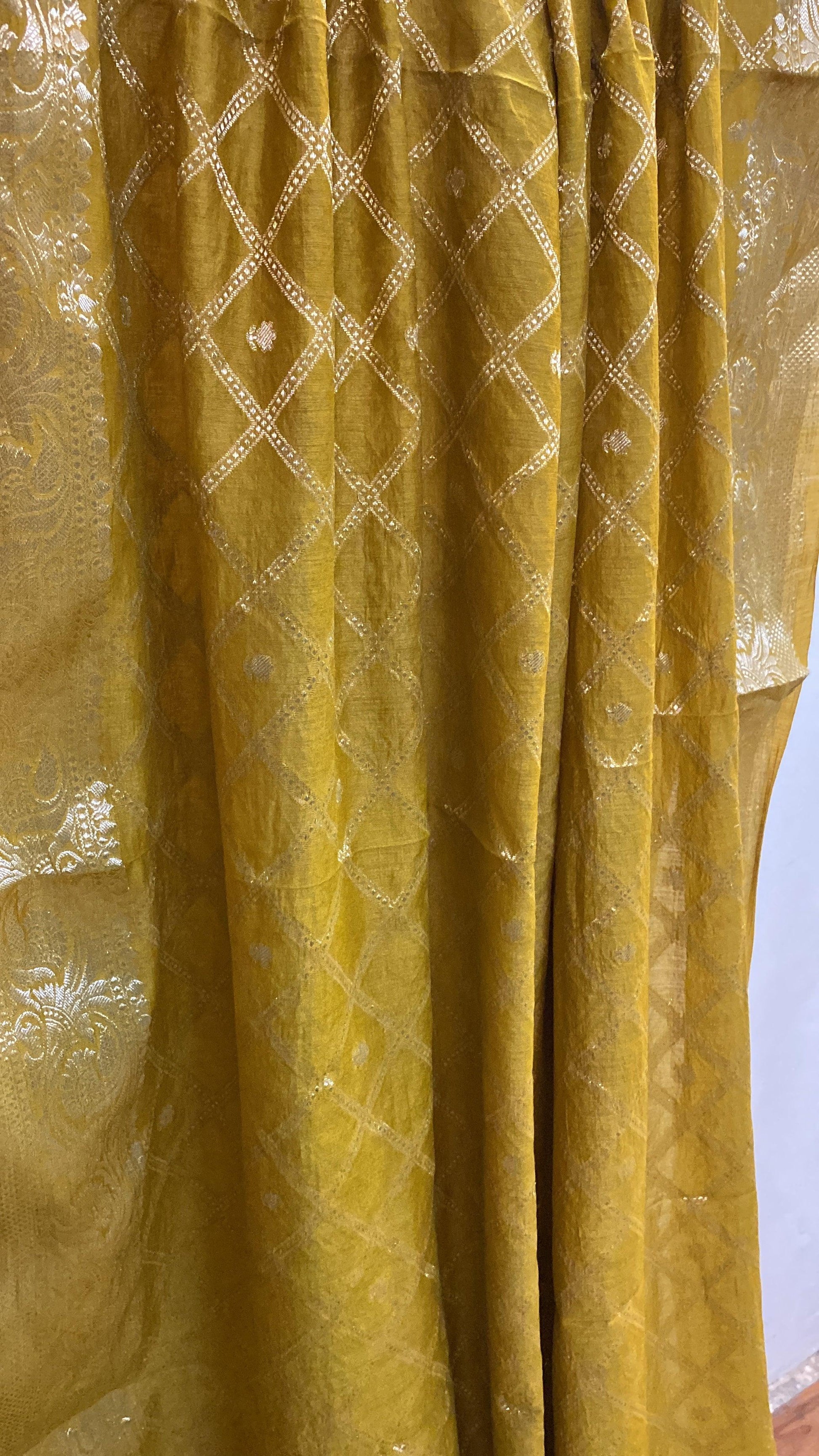 Radiant Splendor: Yellow Pure Moonga Silk Handloom Banarasi Sari by Shades Of Benares - banarasi - banarasi saree shop