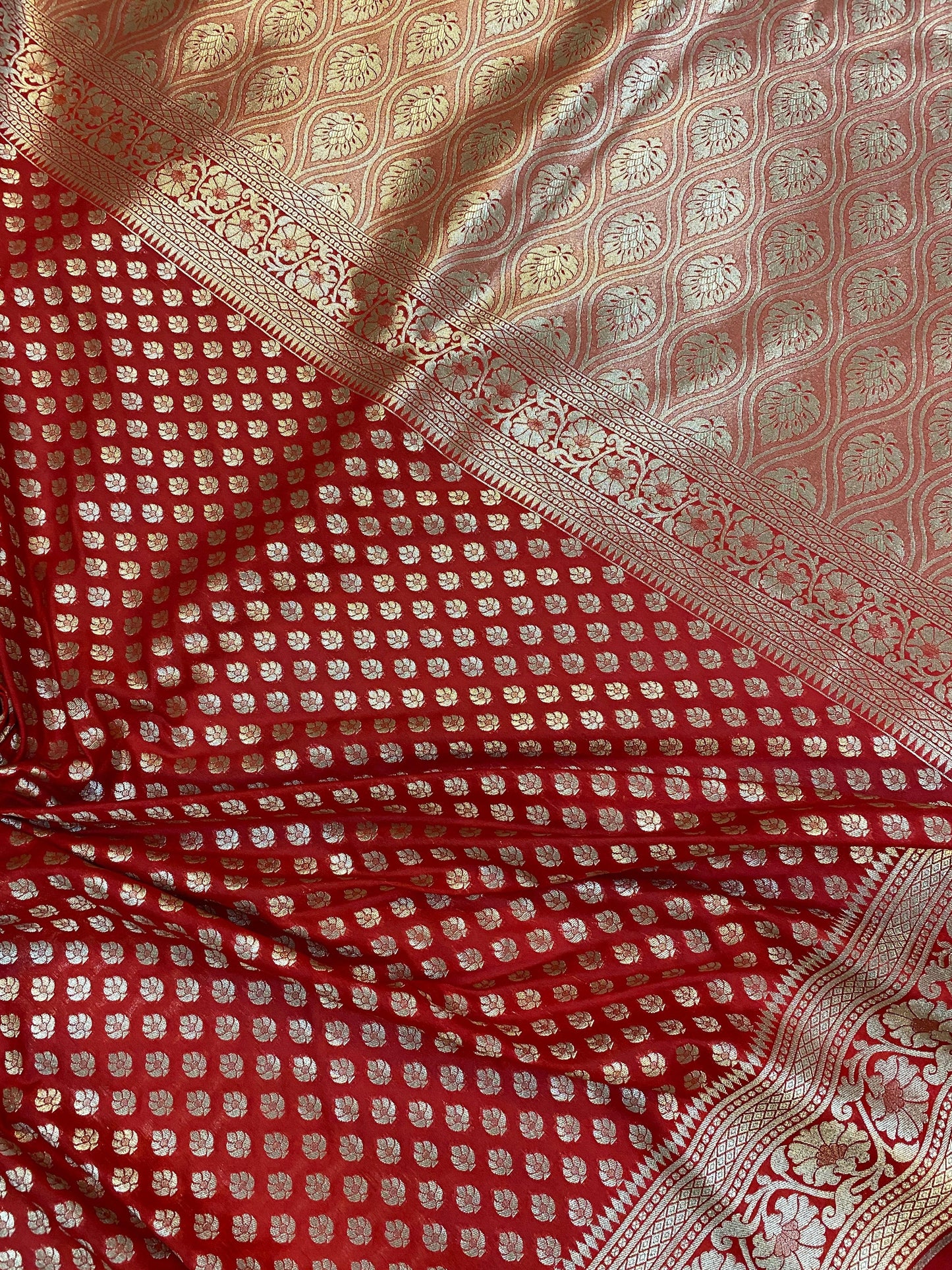 Ravishing Red Handloom Katan Uppada Silk Saree by Shades Of Benares - banarasi - banarasi saree shop