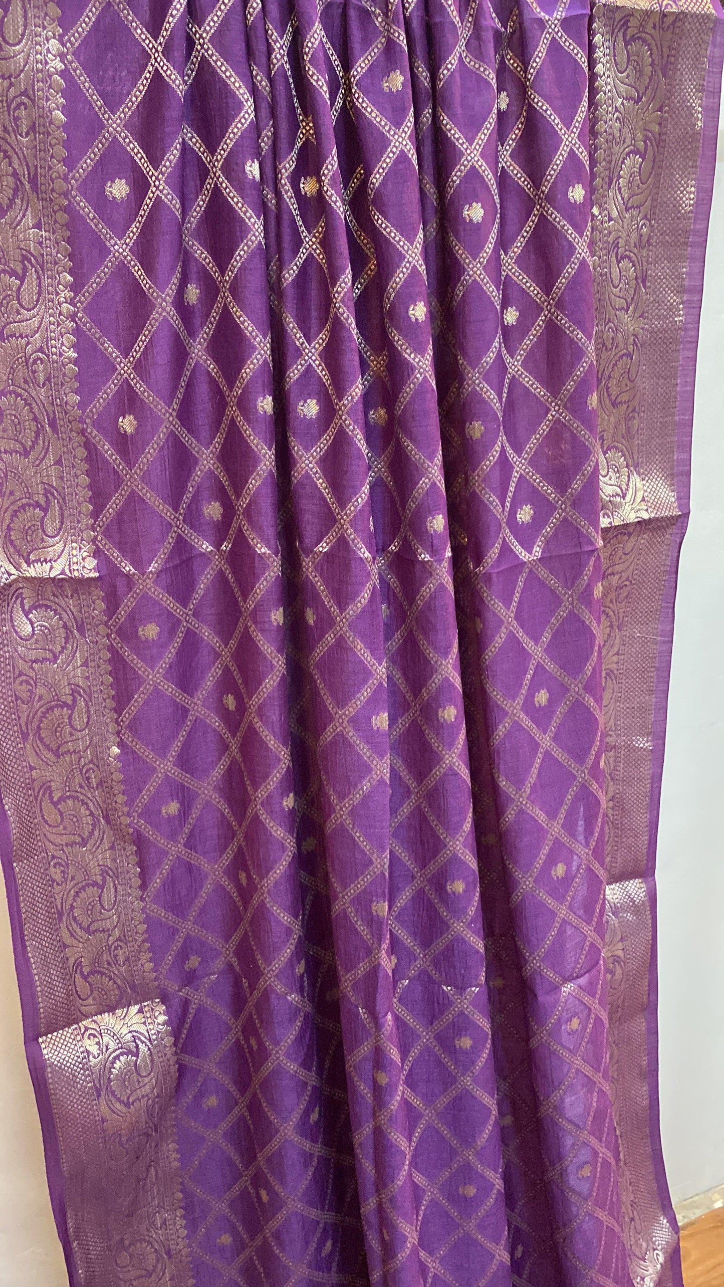 Regal Opulence: Purple Pure Moonga Silk Handloom Banarasi Saree by Shades Of Benares - banarasi - banarasi saree shop