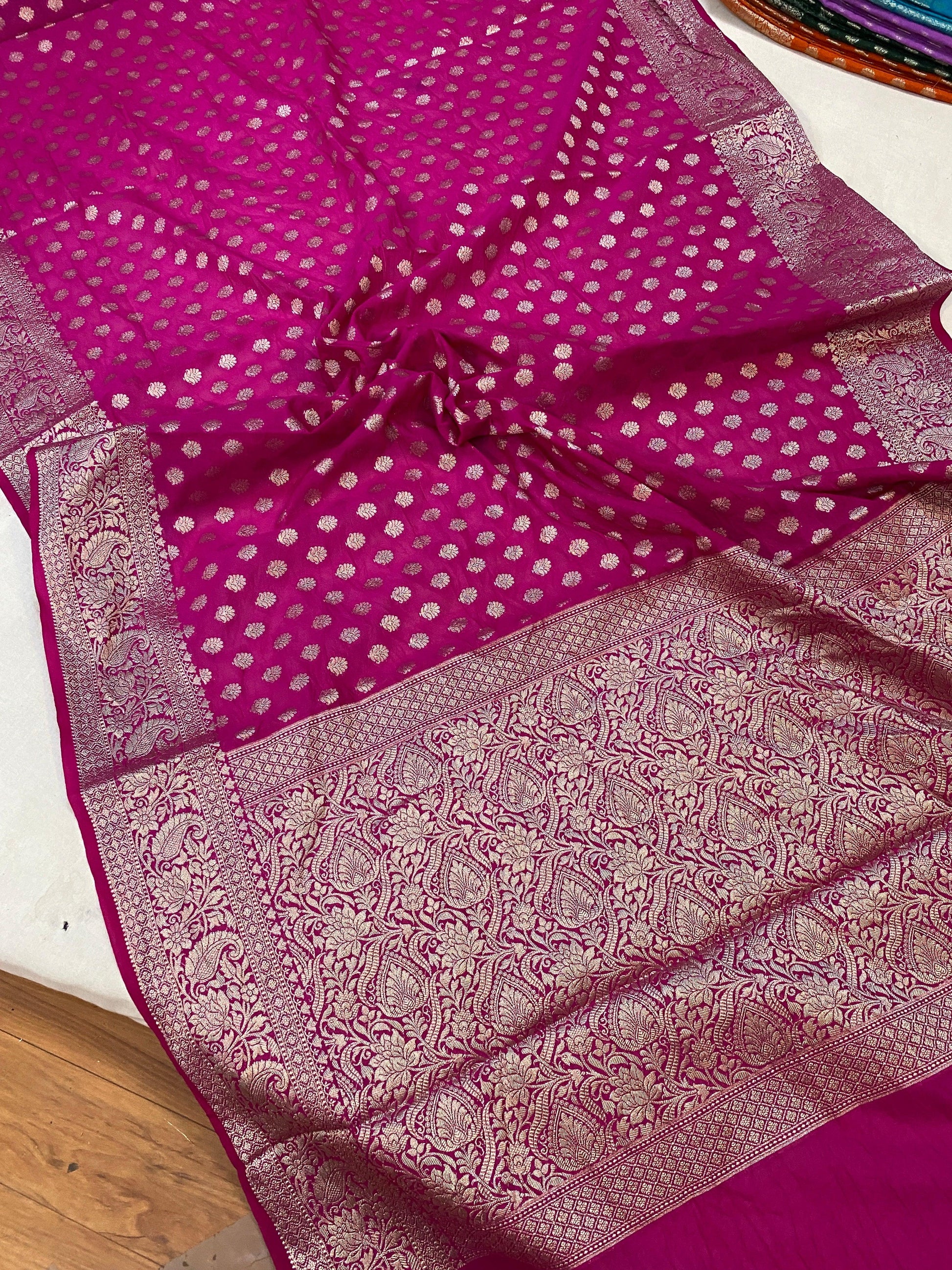 Regal Pink Handloom Cotton Silk Sari by Shades Of Benares - banarasi - banarasi saree shop