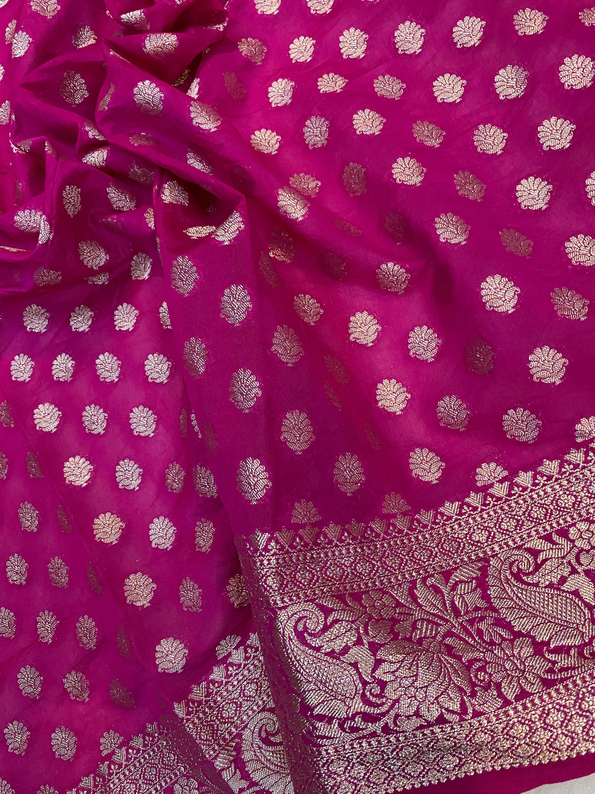 Regal Pink Handloom Cotton Silk Sari by Shades Of Benares - banarasi - banarasi saree shop