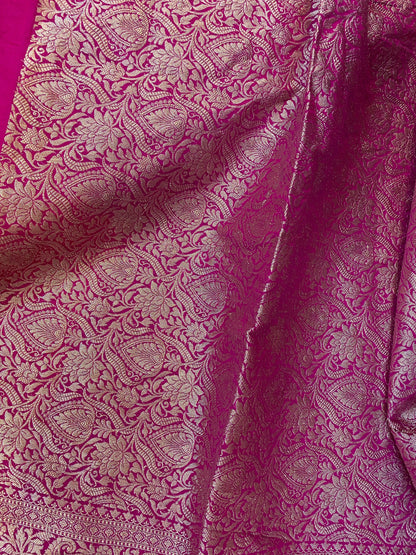 Regal Pink Handloom Cotton Silk Sari by Shades Of Benares - banarasi - banarasi saree shop