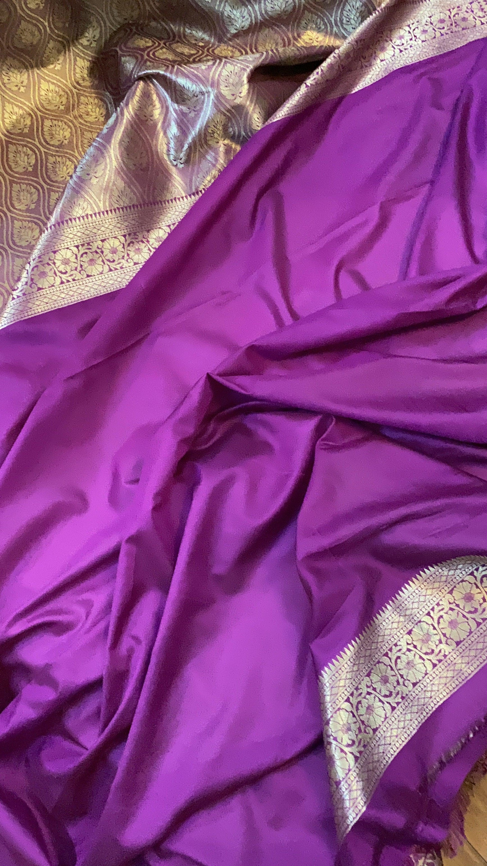 Regal Purple Handloom Katan Uppada Silk Saree by Shades Of Benares - banarasi - banarasi saree shop