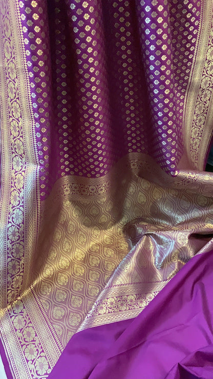 Regal Purple Handloom Katan Uppada Silk Saree by Shades Of Benares - banarasi - banarasi saree shop