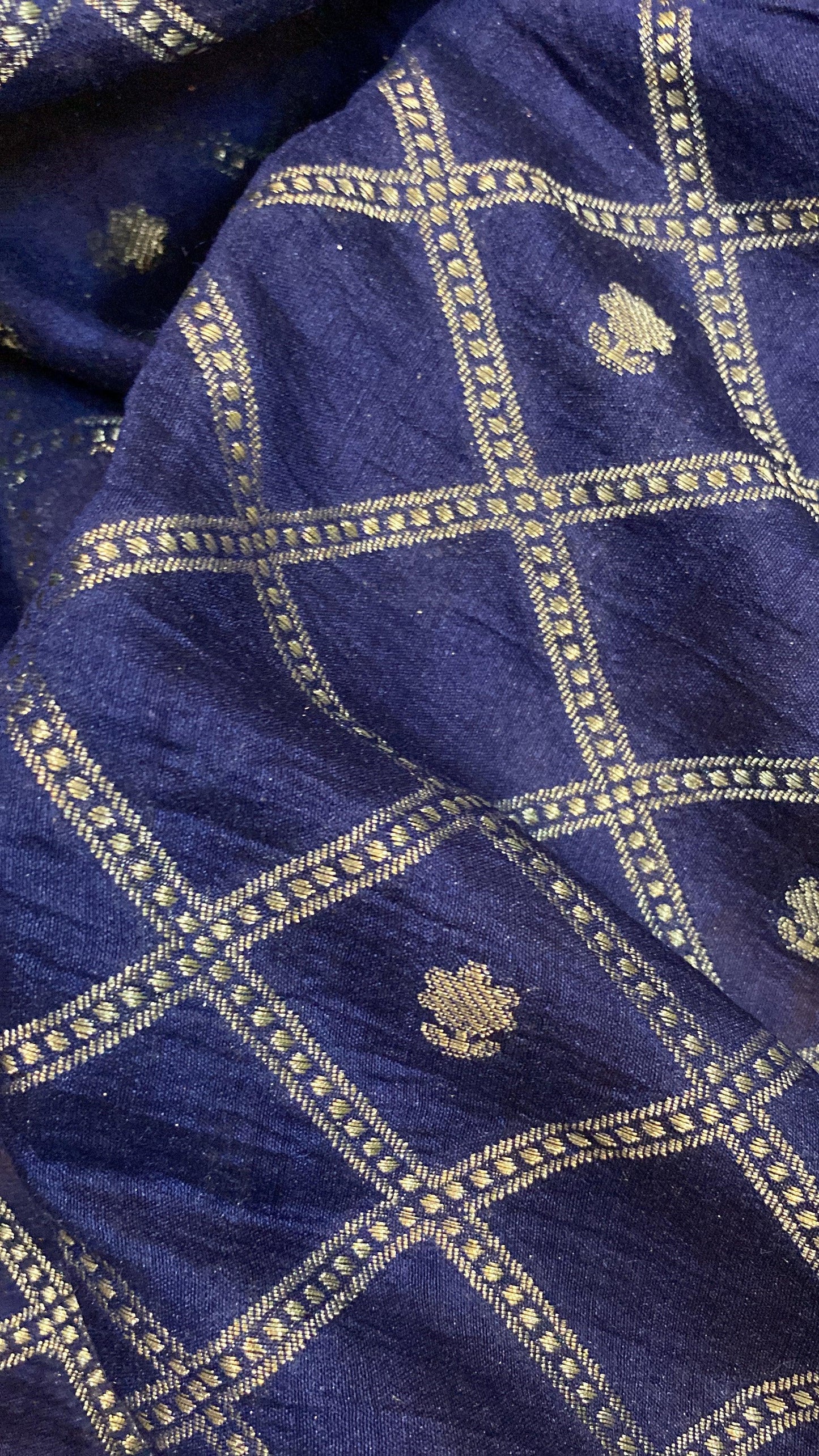 Regal Splendor: Blue Pure Moonga Silk Handloom Banarasi Saree with Golden Zari Weave by Shades Of Benares - banarasi - banarasi saree shop