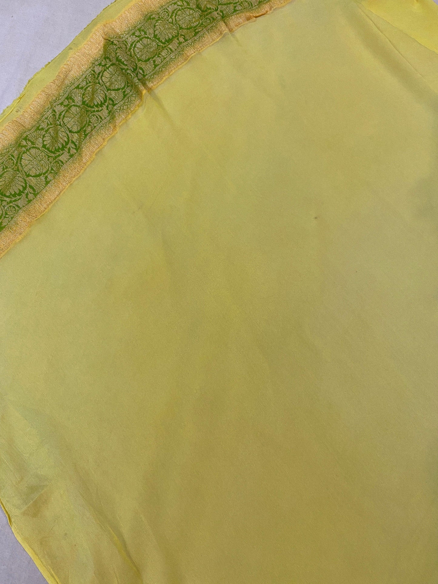 Vibrant Sophistication: Green Rangkaat Pure Khaddi Georgette Banarasi Sari by Shades Of Benares - banarasi - banarasi saree shop