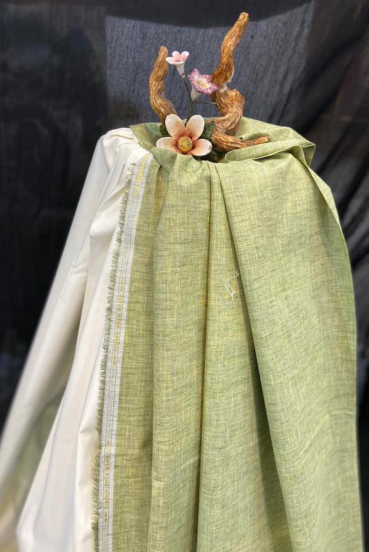 Handloom Pure Linen Running Fabric by Shades Of Benares - banarasi - banarasi saree shop