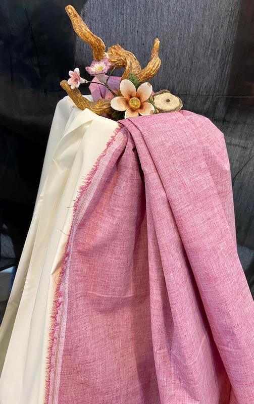 Handloom Pure Linen Running Fabric by Shades Of Benares - banarasi - banarasi saree shop